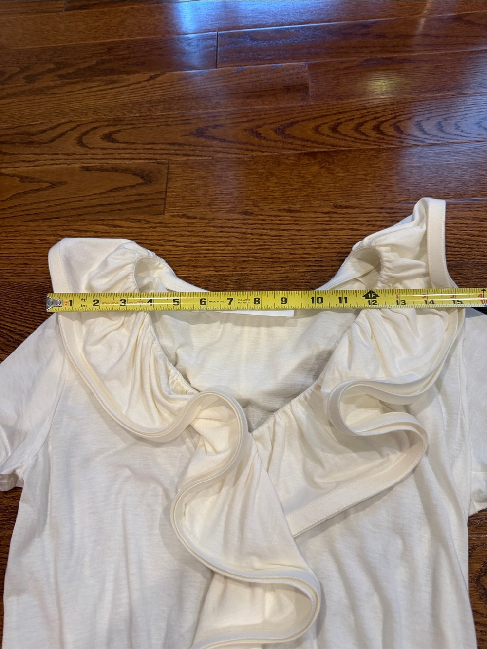 Lanvin Cream Ruffle-Front Short Sleeve Top - Picture 7 of 11
